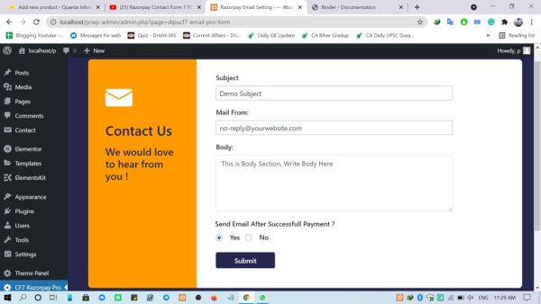 Razorpay Contact Form 7 WordPress Plugin