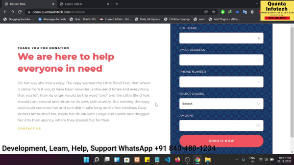 Donation Management System with Razorpay, PHP, MySql